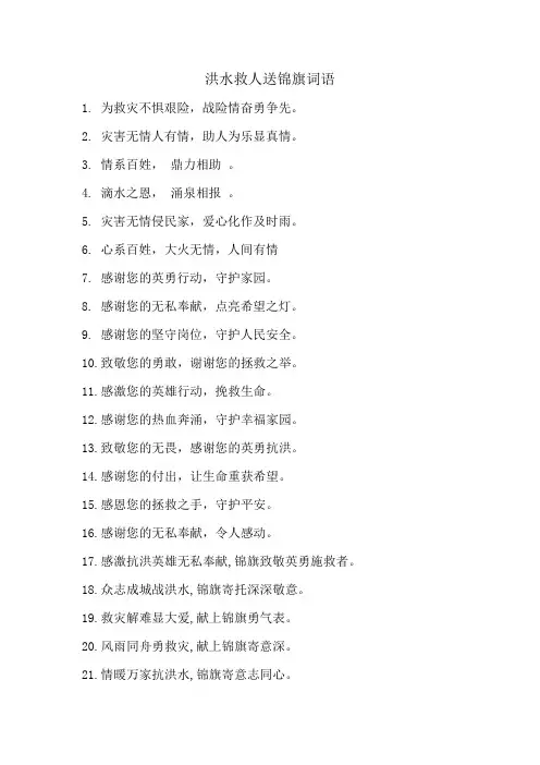 洪水救人送锦旗词语