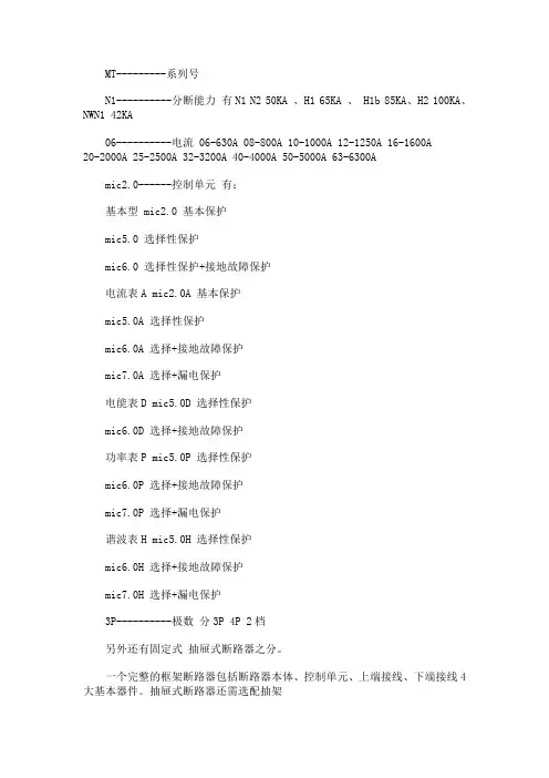 施耐德框架断路器的型号含义
