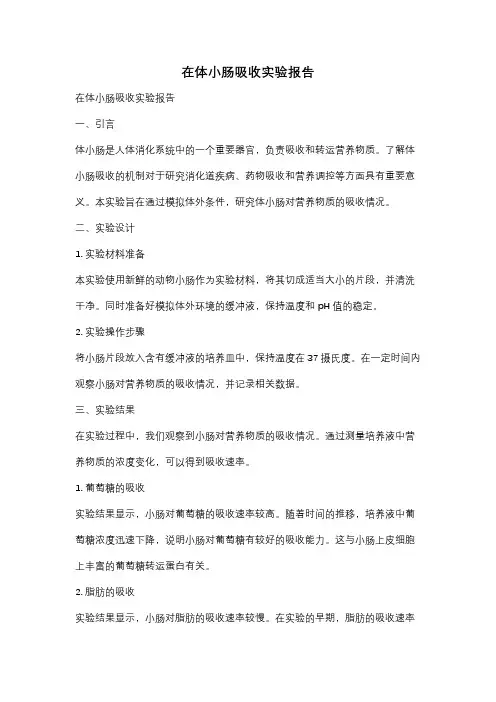 在体小肠吸收实验报告