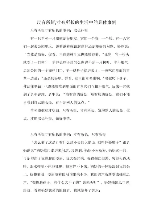 尺有所短,寸有所长的生活中的具体事例