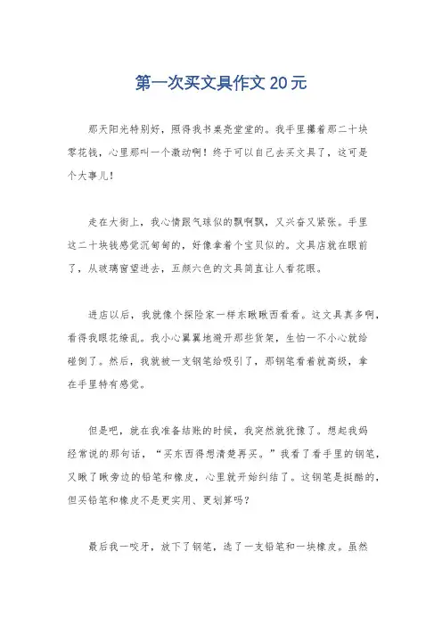 第一次买文具作文20元