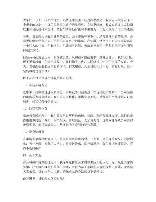 倒闭老板的总结发言稿