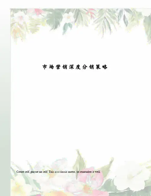 市场营销深度分销策略