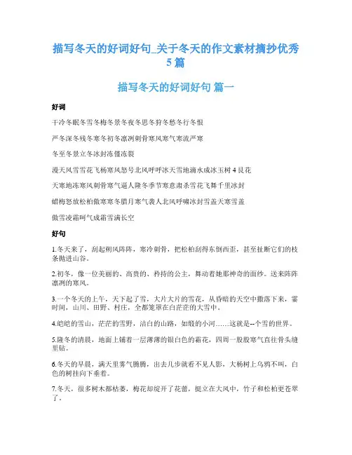描写冬天的好词好句_关于冬天的作文素材摘抄优秀5篇