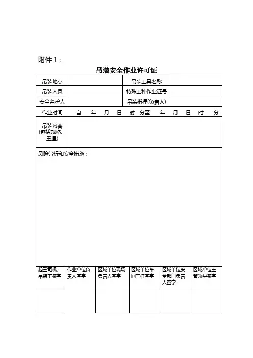 吊装作业票(样本)
