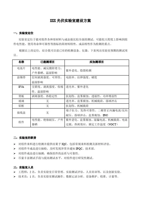 太阳能光伏实验室建设方案