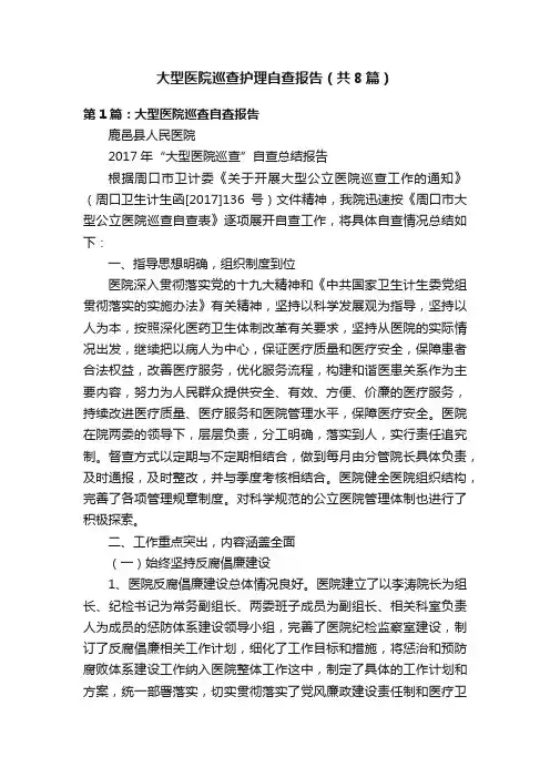 大型医院巡查护理自查报告（共8篇）