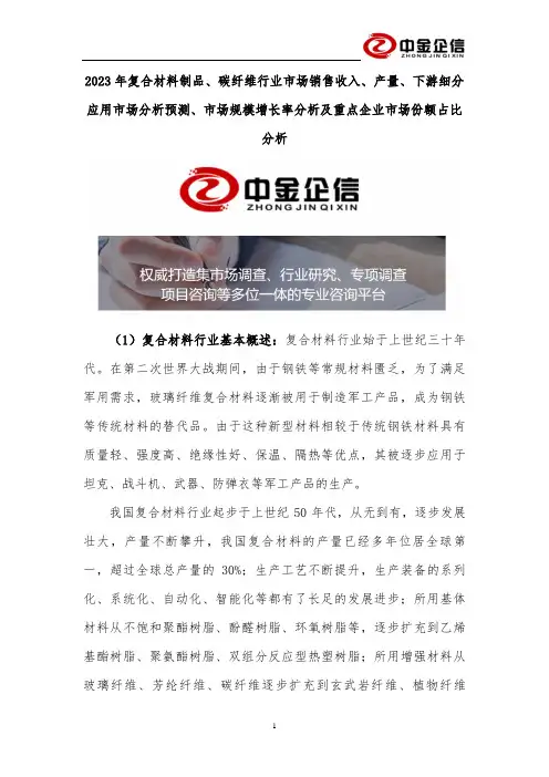 2023年复合材料制品、碳纤维行业市场销售收入、产量、下游细分应用市场分析预测、市场规模增长率分析