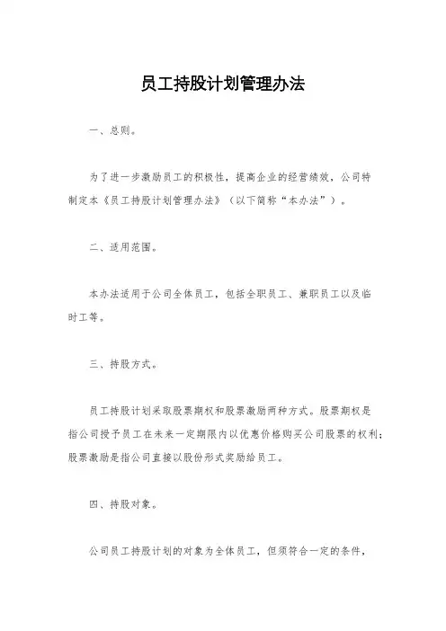 员工持股计划管理办法
