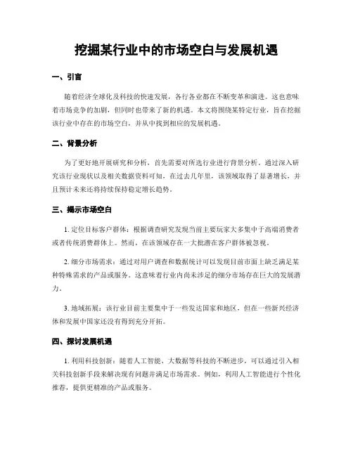 挖掘某行业中的市场空白与发展机遇