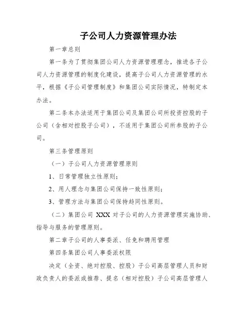子公司人力资源管理办法