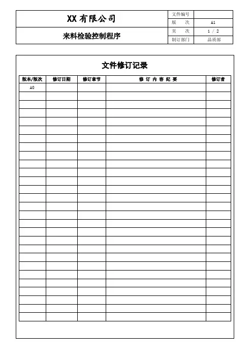 来料检验控制程序