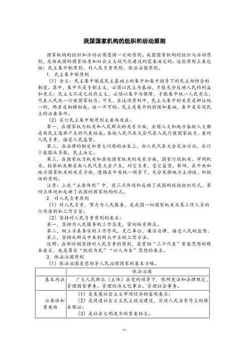 我国国家机构的组织和活动原则
