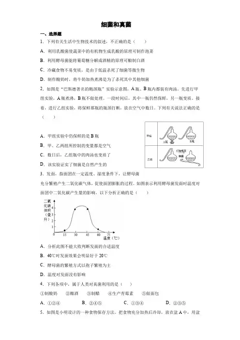 浙江省中考科学专题练习：细菌和真菌(含解析)