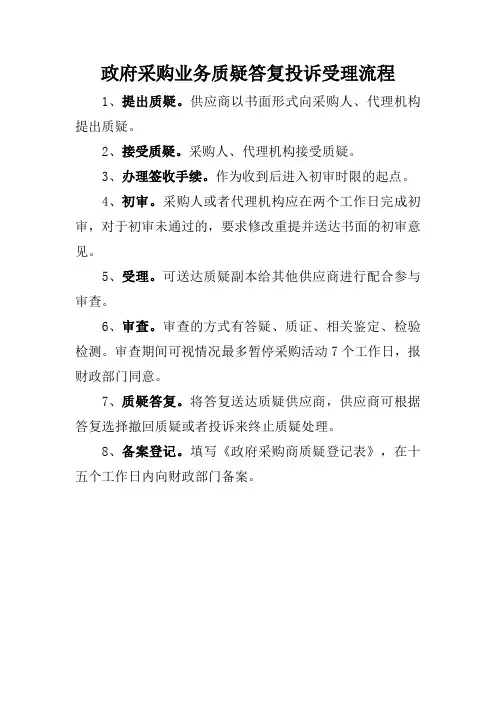 政府采购业务质疑答复流程