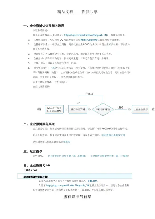 企业微博认证及相关流程