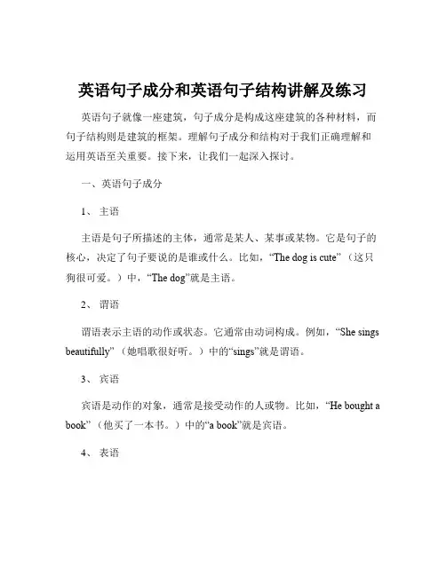 英语句子成分和英语句子结构讲解及练习
