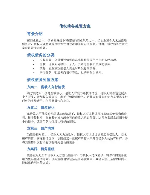 债权债务处置方案