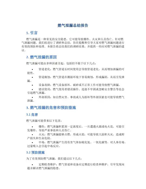 燃气泄漏总结报告