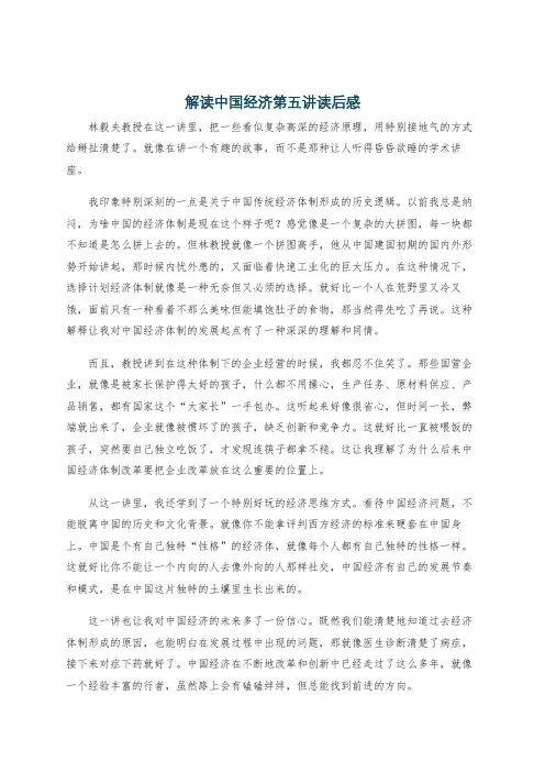 解读中国经济第五讲读后感