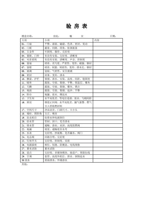 验 房 表