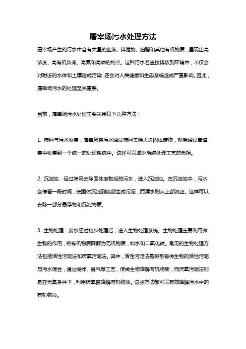 屠宰场污水处理方法