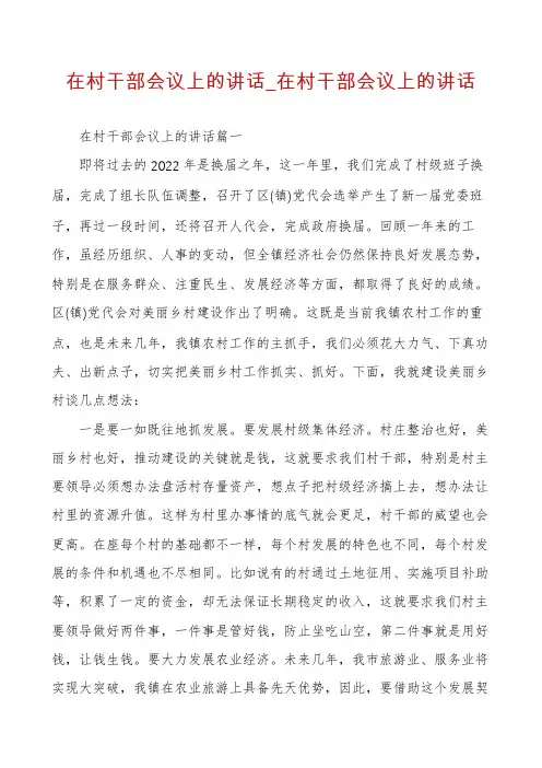 在村干部会议上的讲话_在村干部会议上的讲话