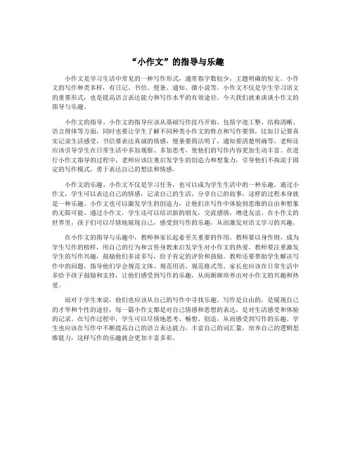 “小作文”的指导与乐趣