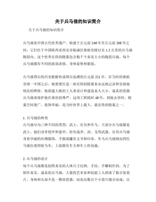 关于兵马俑的知识简介