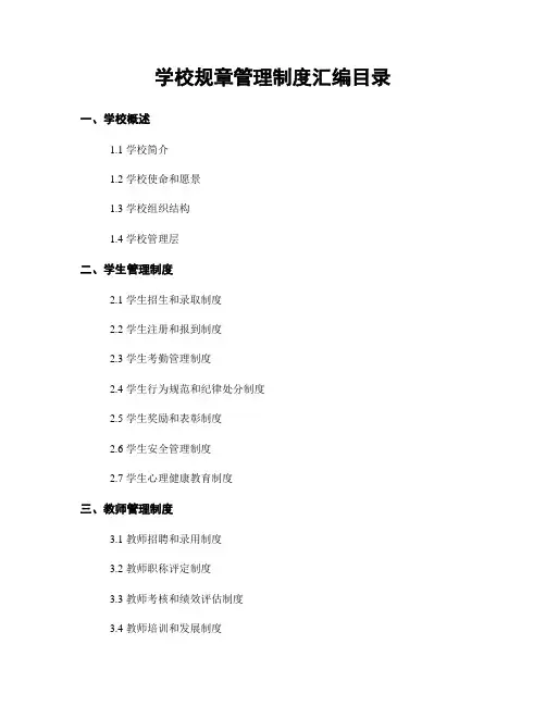 学校规章管理制度汇编目录
