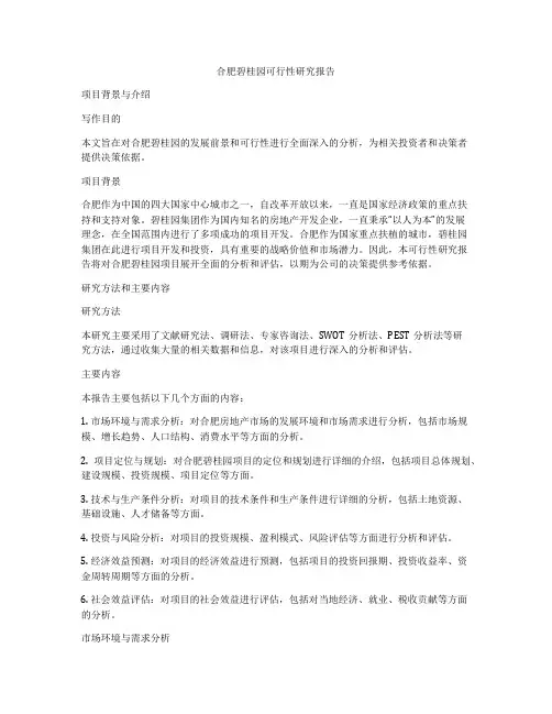 合肥碧桂园可行性研究报告