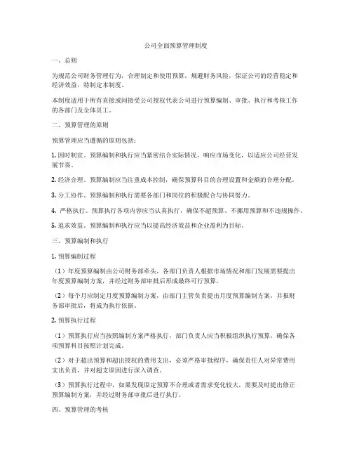 公司全面预算管理制度