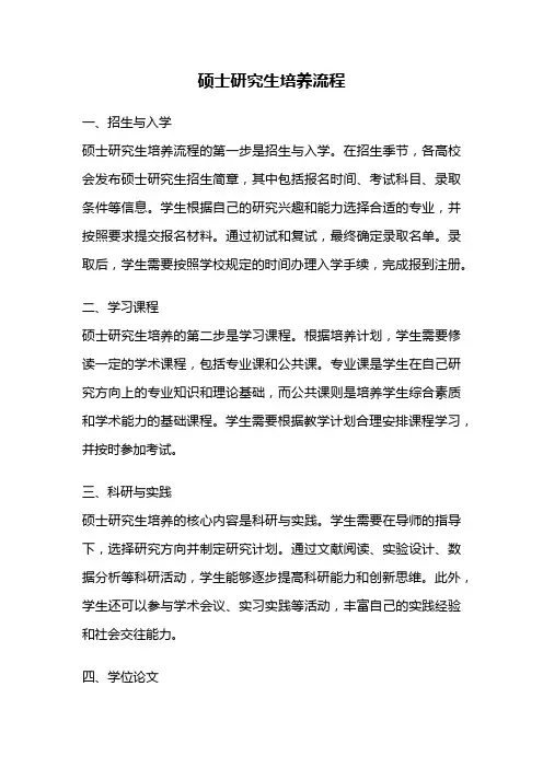 硕士研究生培养流程