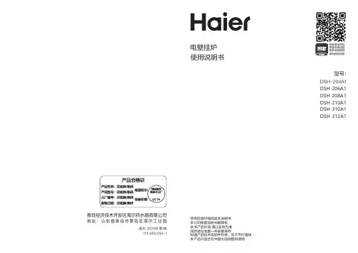 海尔 DSH-208A1 精准恒温电壁挂炉 使用说明书