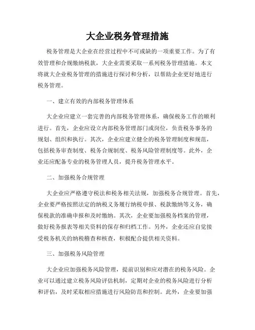 大企业税务管理措施