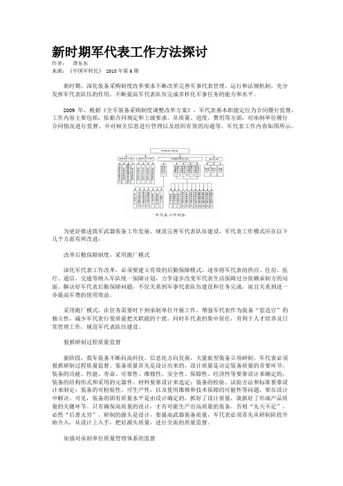 新时期军代表工作方法探讨  