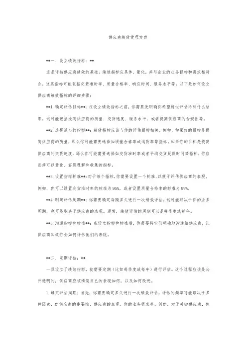 供应商绩效管理方案