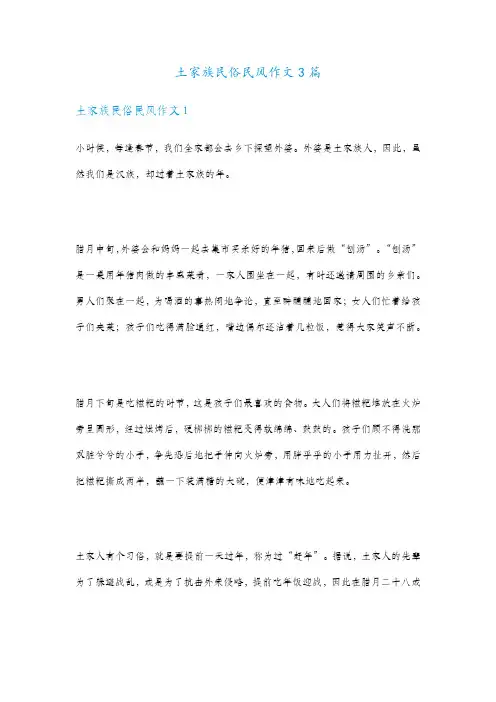 土家族民俗民风作文3篇