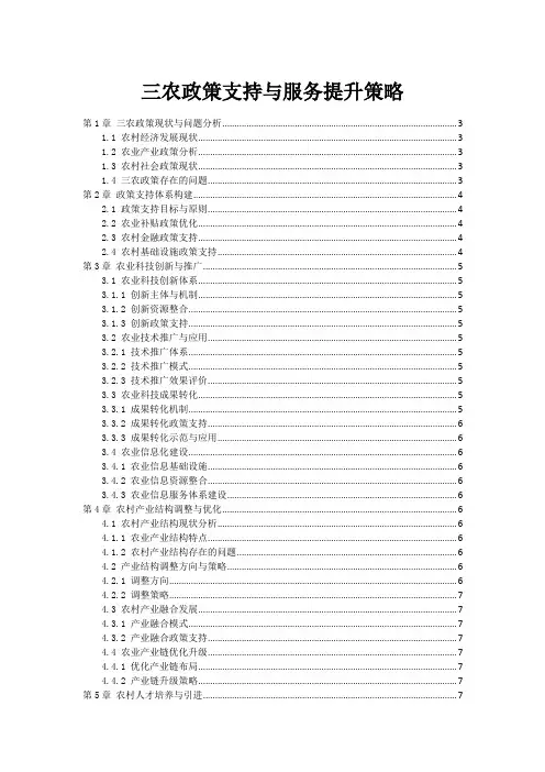 三农政策支持与服务提升策略