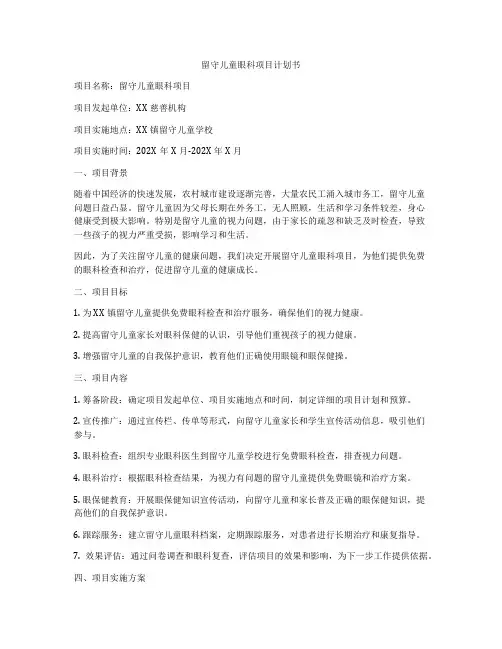 留守儿童眼科项目计划书