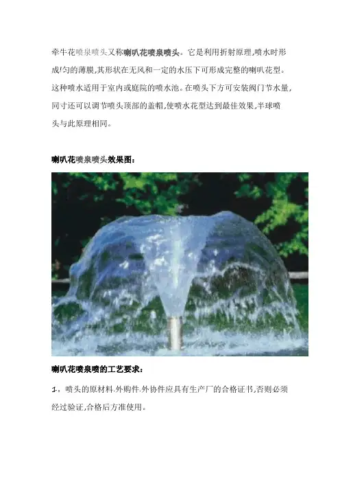 喇叭花喷泉喷头特点参数