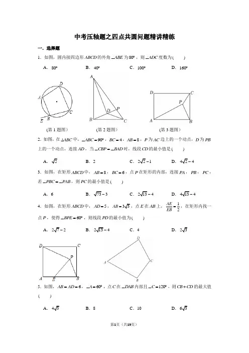 中考压轴题-四点共圆精讲精练