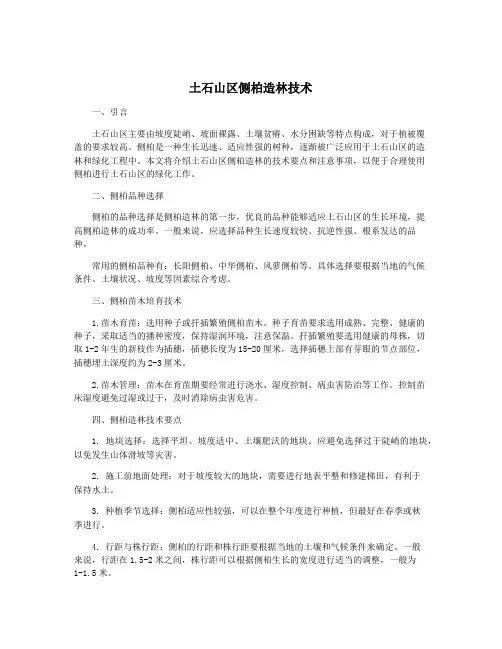 土石山区侧柏造林技术
