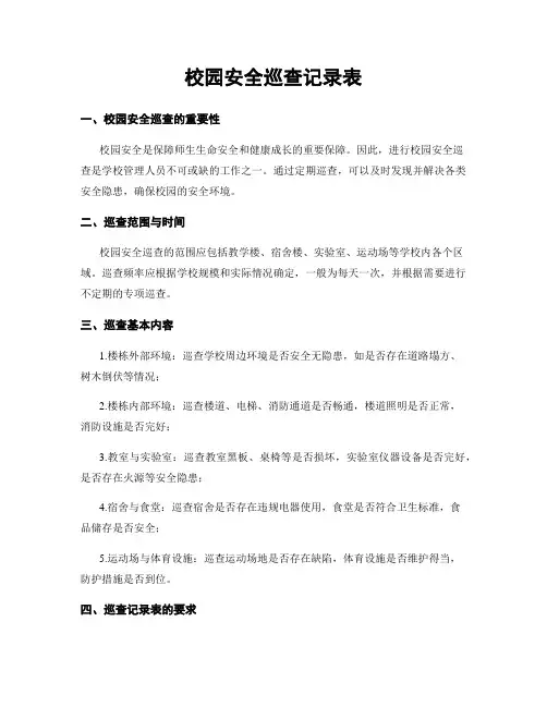 校园安全巡查记录表