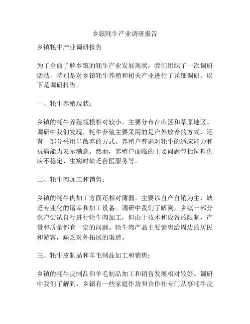 乡镇牦牛产业调研报告
