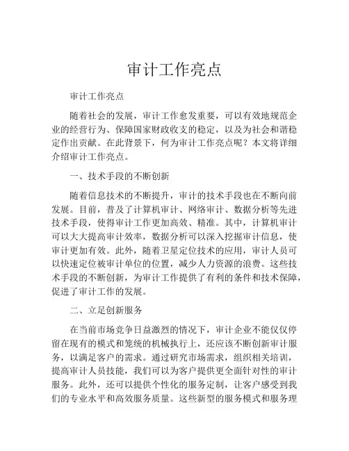 审计工作亮点