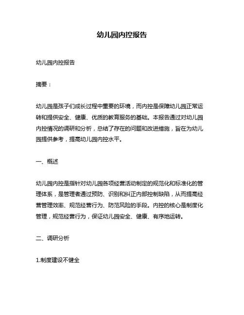幼儿园内控报告