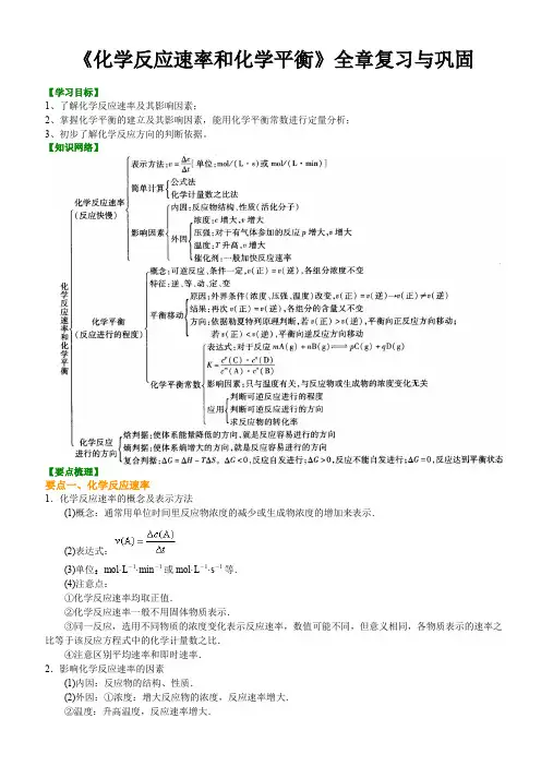 高中化学选修四 《化学反应速率和化学平衡》单元复习  专题练习解析