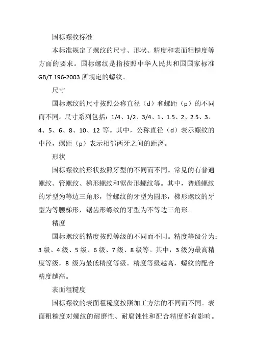 国标螺纹标准