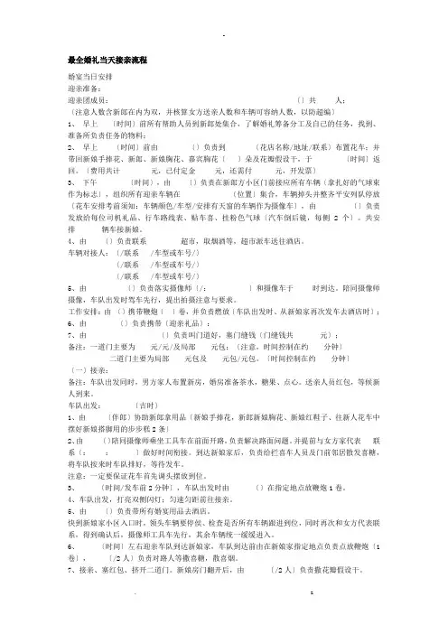 最全婚礼当天接亲流程